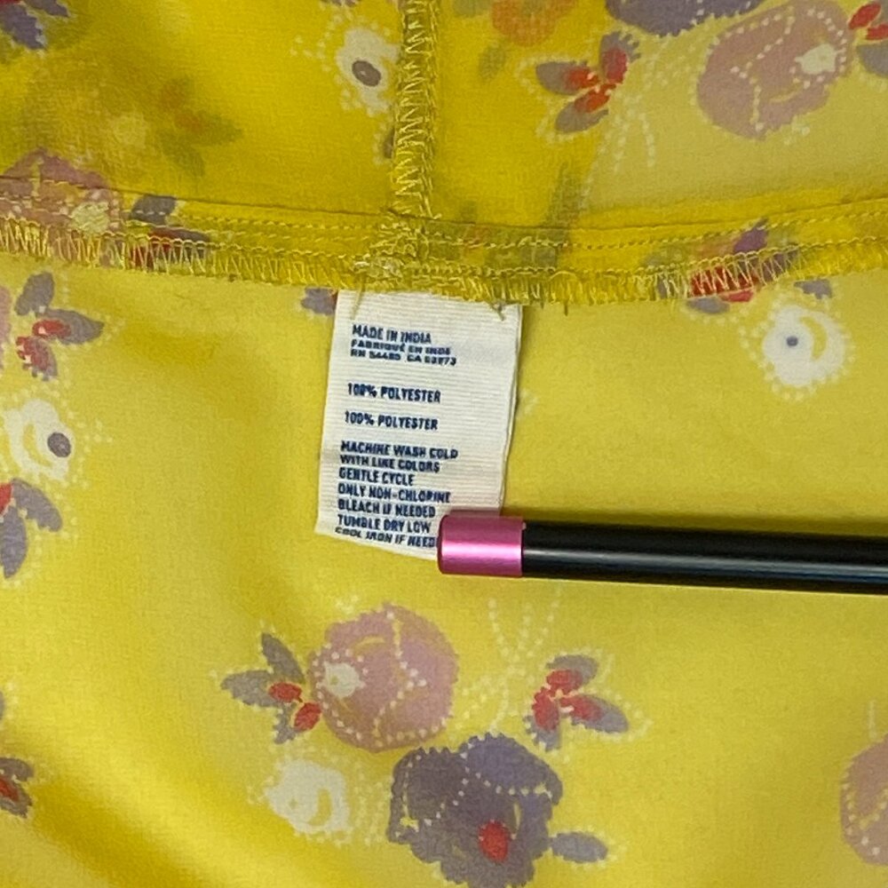 American Eagle Yellow Sheer Tiered Ruffle Cap Sleeve Back Button Top XL - Picture 13 of 13